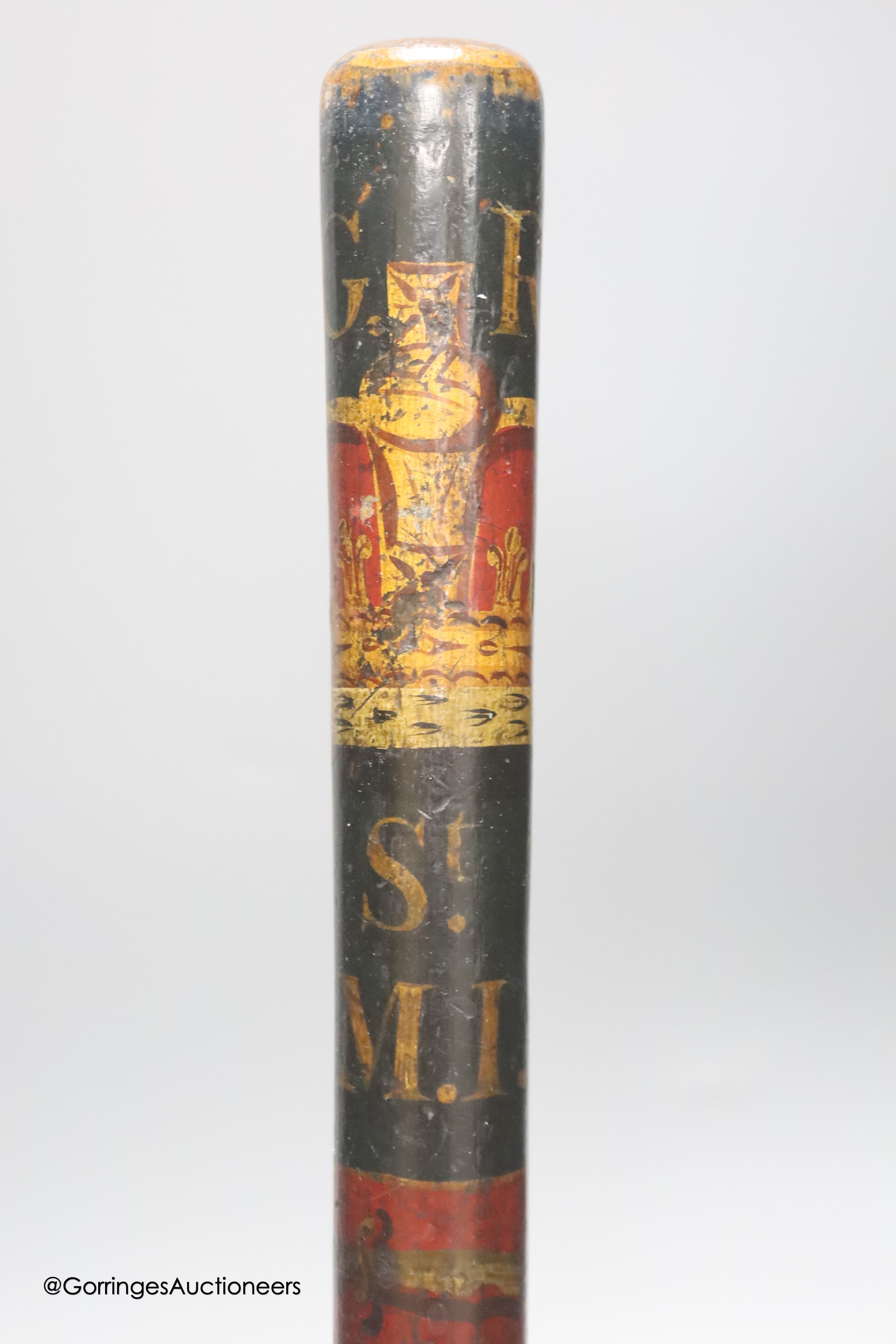 A 19th century painted constabulary truncheon, 50cm